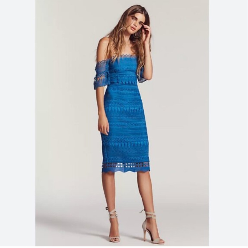 Free People/ Saylor Blue Lace Off-Shoulder Dress